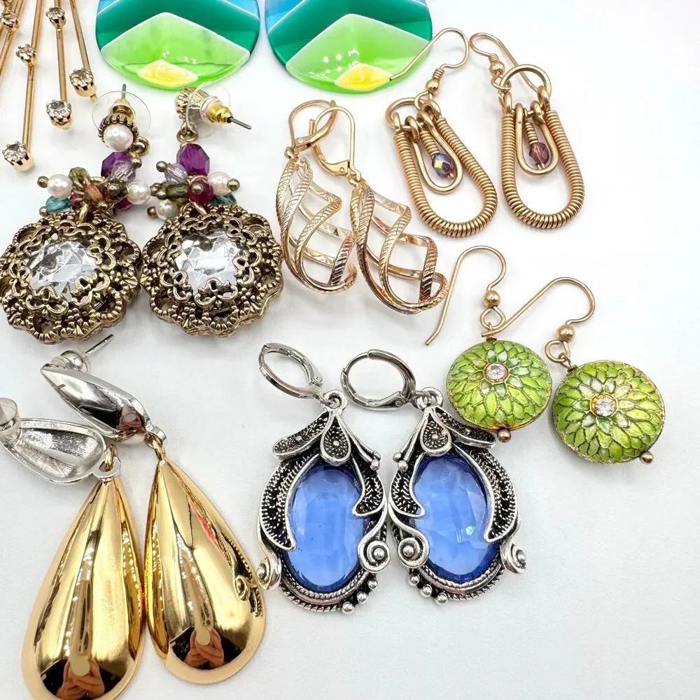 20 Pair Pierced Costume Jewelry Earring Lot Mixed Styles Vintage To Now Reseller